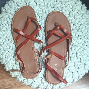 Women's Strappy Leather Sandals - Brown